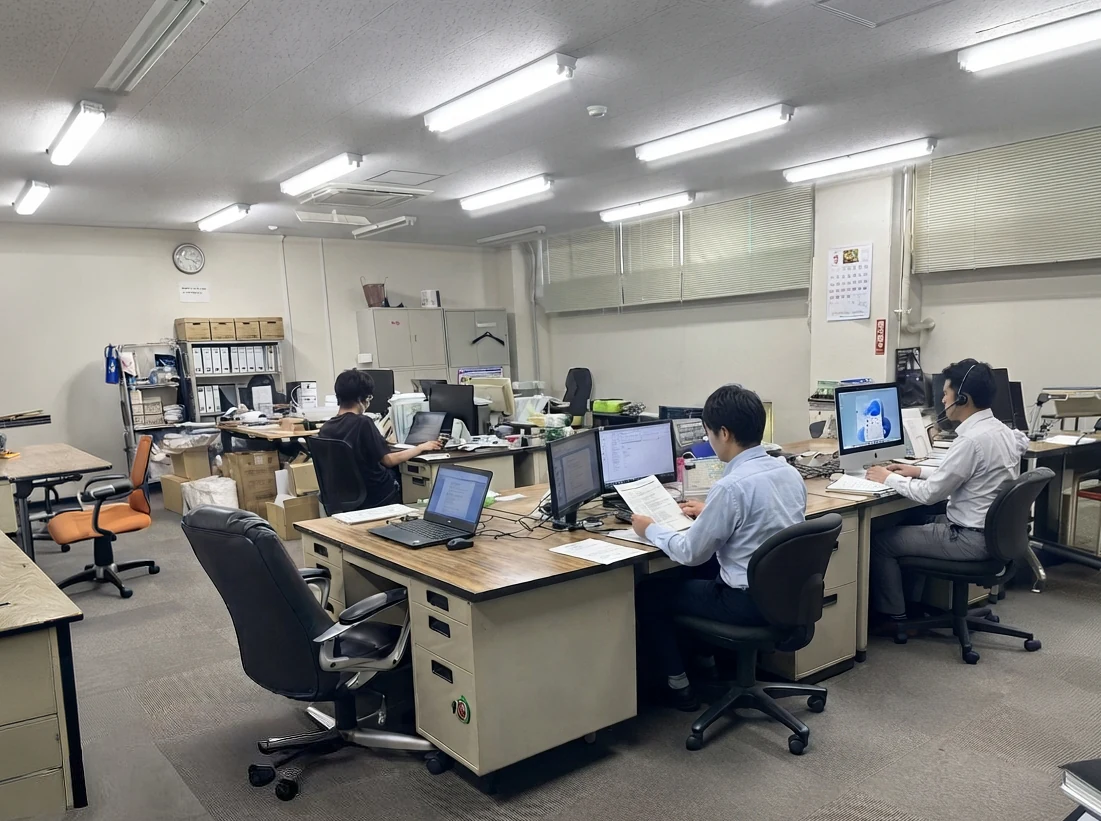 エコーの事務所で業務に取り組む様子